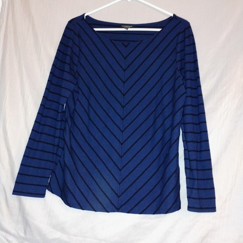 Liverpool Blue Chevron Long Sleeve Top
